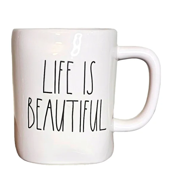 Rae Dunn Artisan Collection by Magenta "Life is Beautiful " Mug 18 oz - Picture 1 of 5